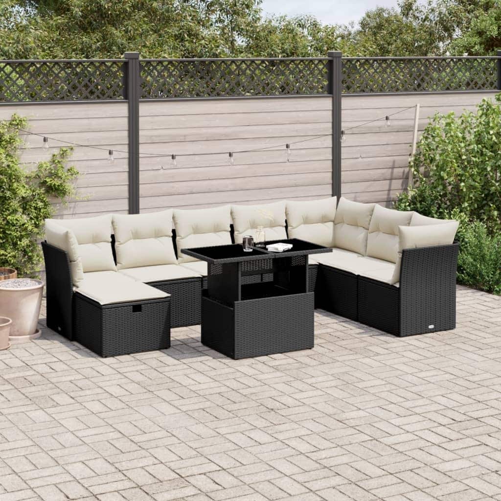 9 Piece Garden Sofa Set with Cushions