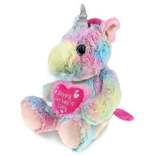 DolliBu Happy Mother’s Day Super Soft Plush Sitting Rainbow Unicorn - 10 inches