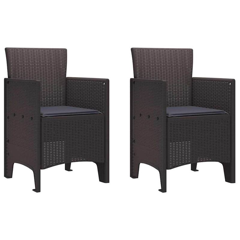 vidaXL Garden Chair 2/4 pcs Anthracite/Brown/White 53 x 49 x 85 cm PP - 53 x 49 x 85 cm