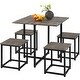 preview thumbnail 11 of 13, 5Pcs Dining Set with Industrial Square Table and 4 Backless Chairs