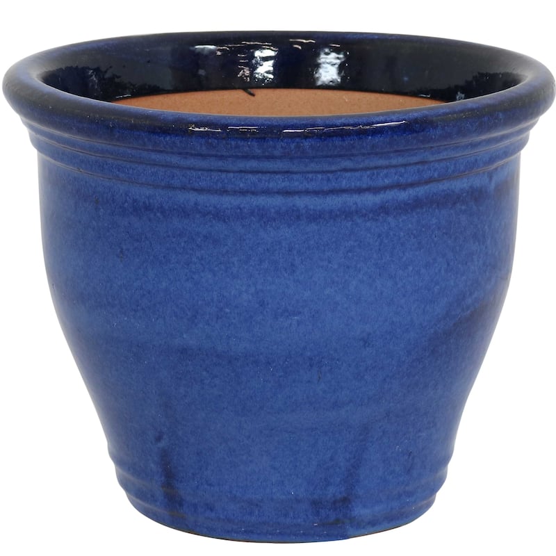 Sunnydaze Studio Ceramic Indoor/Outdoor Planter - Imperial Blue - 15-Inch