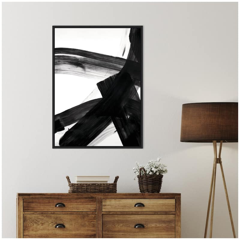 Kate and Laurel Black Mark No. 2 by Amy Lighthall Framed Canvas Wall Art Print