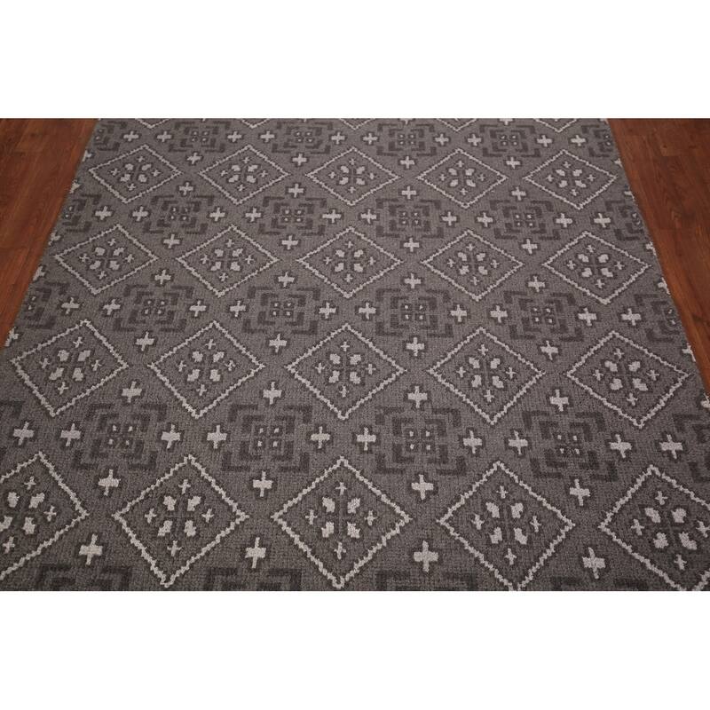 Geometric Trellis Moroccan Oriental Area Rug Hand-Knotted Wool Carpet - 5'1" x 7'11"
