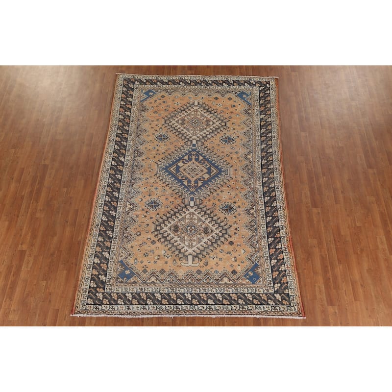 Tribal Bakhtiari Persian Vintage Area Rug Handmade Wool Carpet - 6'7"x 9'10"