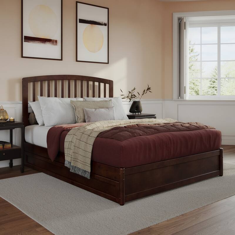 Lucia Platform Bed with Panel Footboard and Twin XL Trundle