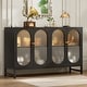 preview thumbnail 14 of 12, Modern Farmhouse Black Sideboard Buffet with USB Port, Black Storage Bar Cabinet with LED Light
