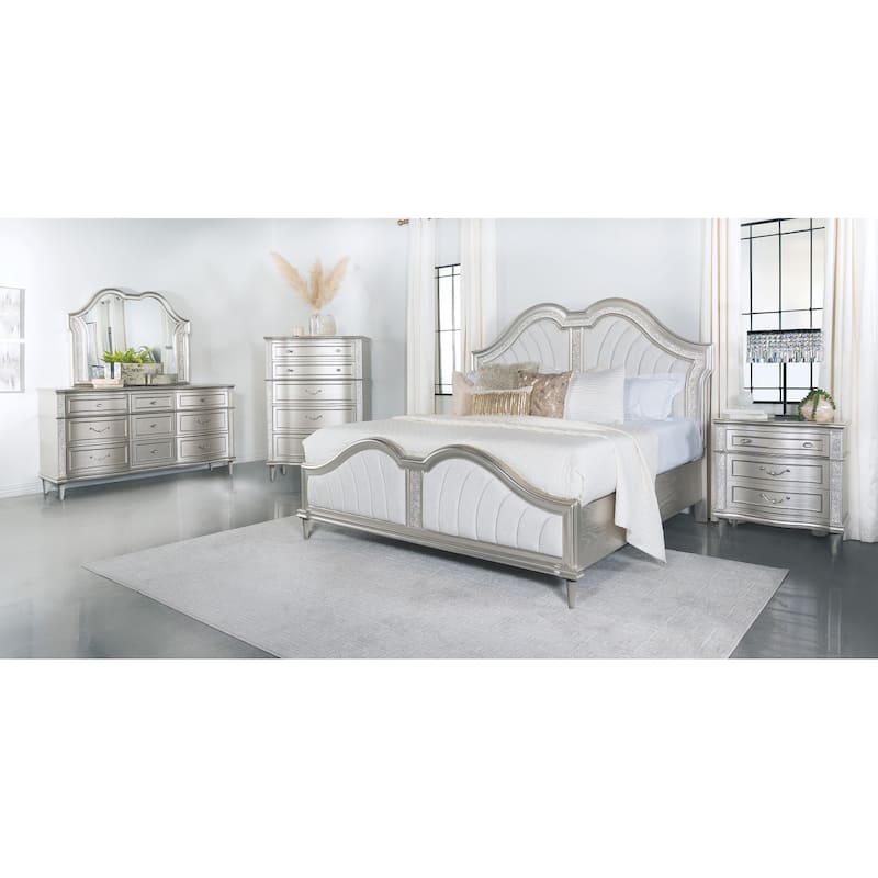 Katerina Ivory and Silver Oak 5-piece Upholstered Platform Bedroom Set - California King