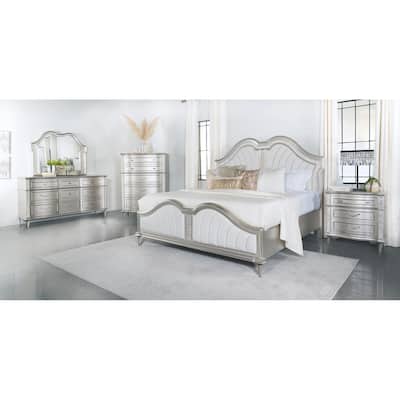 Katerina Ivory and Silver Oak 5-piece Upholstered Platform Bedroom Set