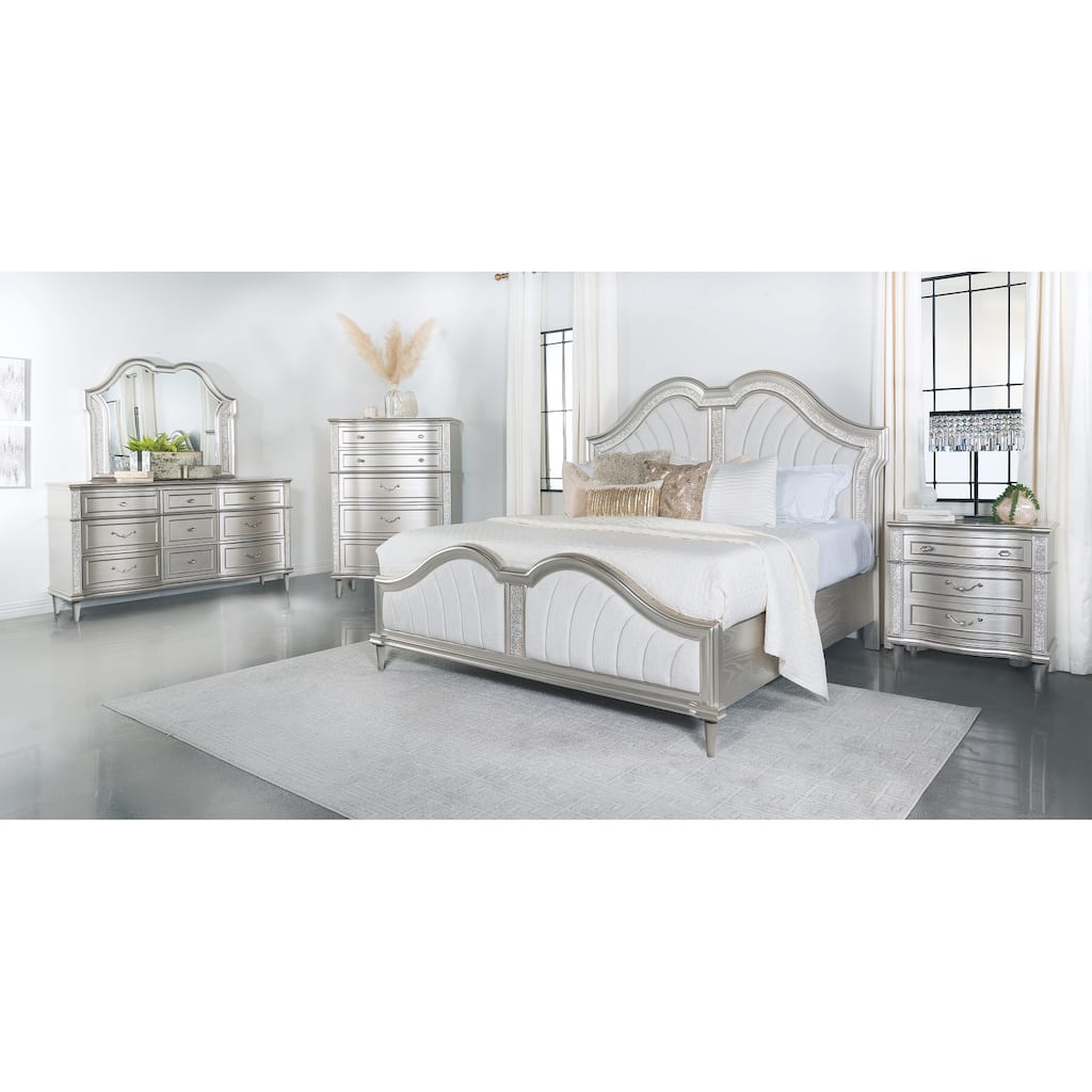 Katerina Ivory and Silver Oak 5-piece Upholstered Platform Bedroom Set