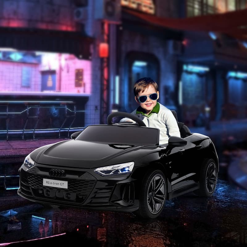 12V Kids Ride on Car with Remote Control, Battery Powered Electric Car Drift Car Black Engineering Car with 4 Wheels - Black