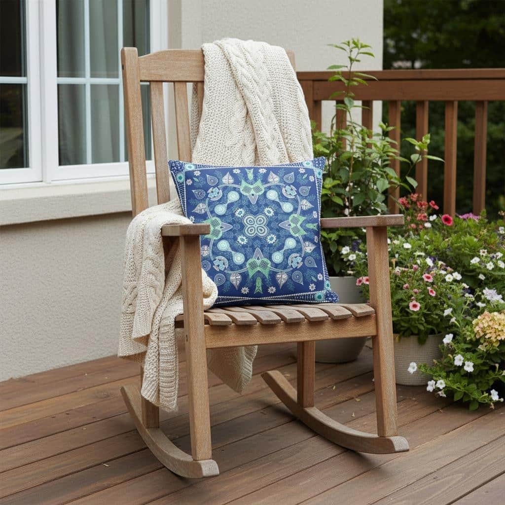 HomeRoots 20" x 20" Midnight Blue Blown Seam Paisley Indoor Outdoor Throw Pillow - 20.00' X '5.00' X '20.00