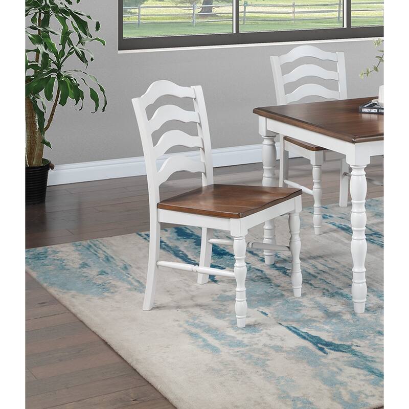 White 5-Pcs Dining Set Dining Table Chairs Unique Legs Natural wood Grain Look Top Kitchen Table - White