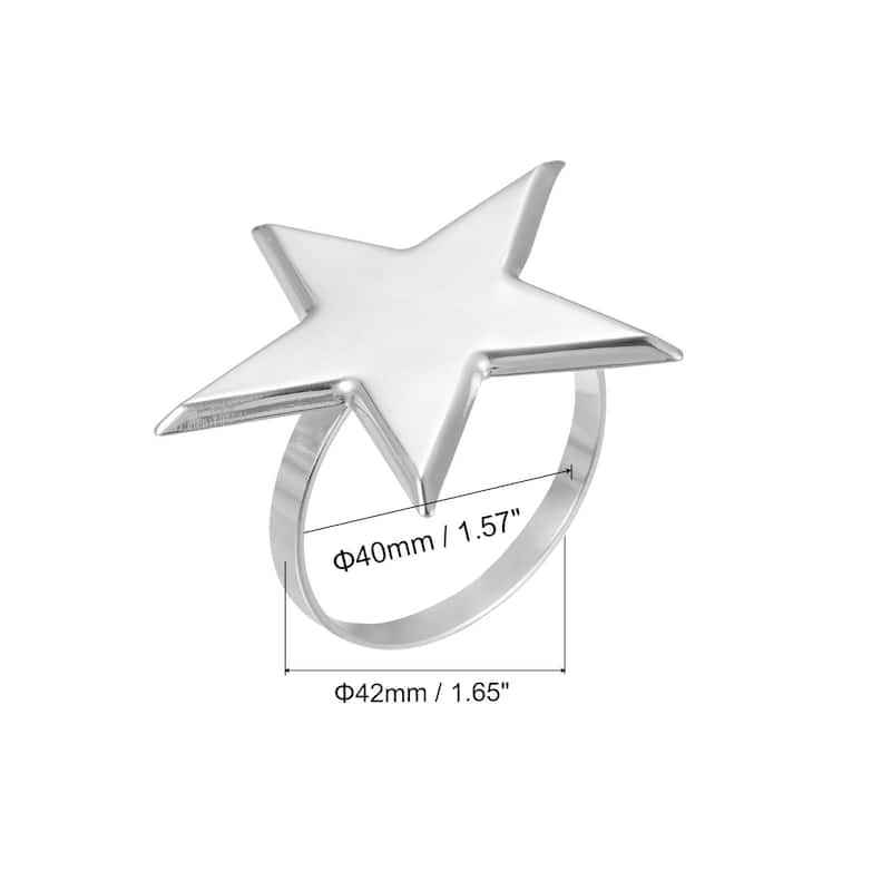 Napkin Rings, 4pcs 40mm Inner Diameter Alloy Star Napkin Buckles, Silver Tone