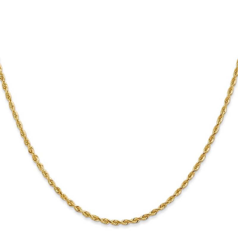 Curata 14k Yellow Gold Solid Lobster Claw Closure 2.00mm Sparkle Cut Quadruple Rope Chain Bracelet
