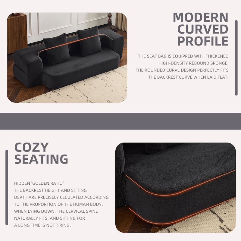 Chenille Transformable Sofa - Supportive Foam Fold-Out Bed