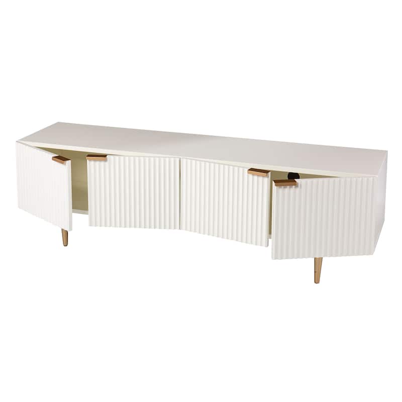 SEI Furniture Parkglen Contemporary Ribbed Wood Media TV Stand for TV's up to 58"