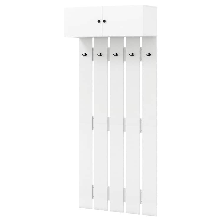 Engineered Wood Wall Coat Rack with Hooks and Cabinet - 35 x 13 x 82.6 in.