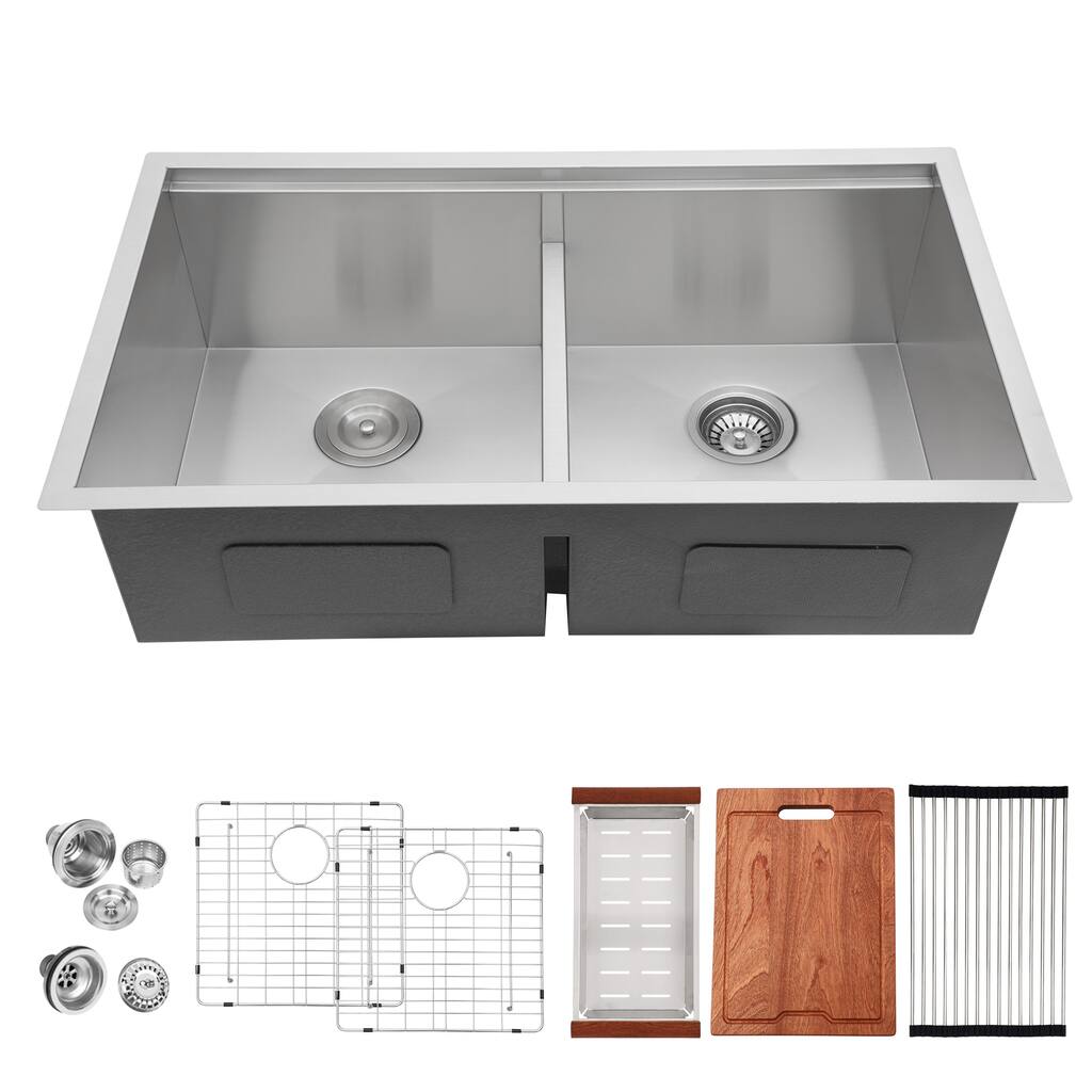 Kichae Workstation Sink Double Bowl Undermount Kitchen Sink 30/33 Inch