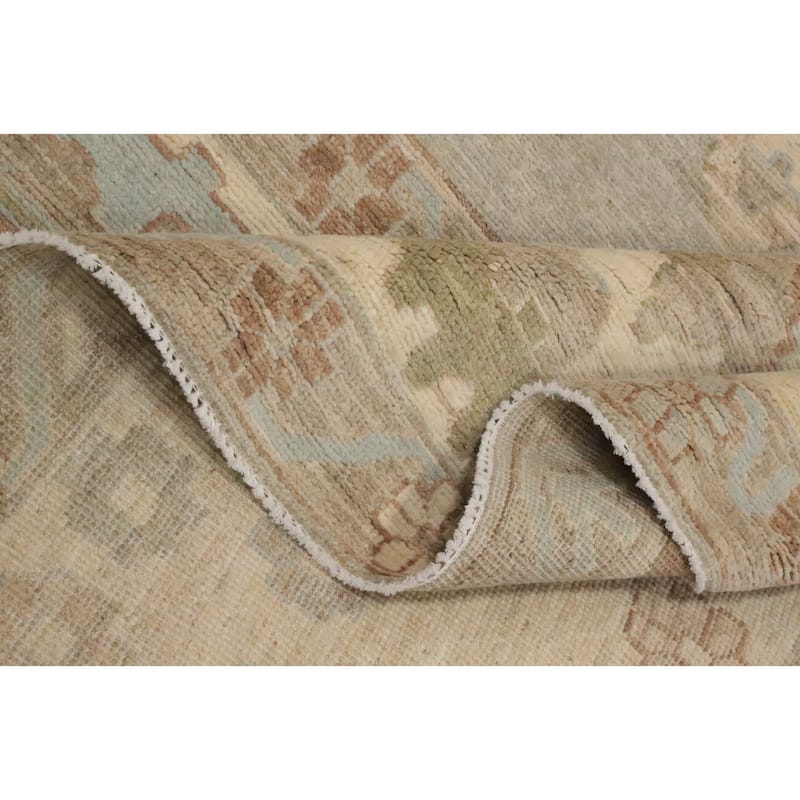 Hand Knotted Oriental 100% Wool Carpet Transitional All-Over Greys & Charcoal Oushak Area Rug - 9' 8'' X 7' 11''