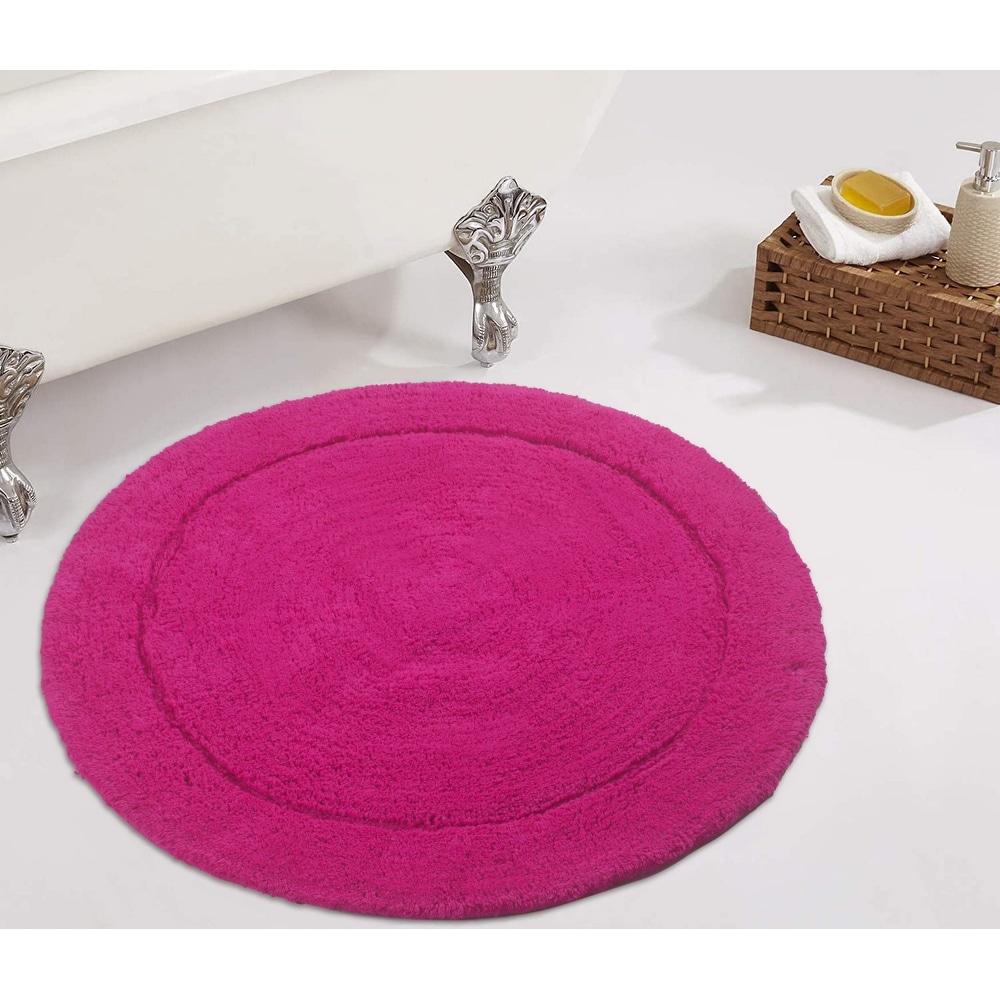 Pink and White Tufted Cotton Bath Mat Washable Bathroom Mat Soft