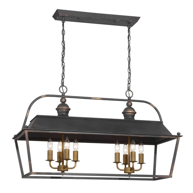 Golden Lighting Christoff 8-light Island Light in Antique Black Iron - Gold