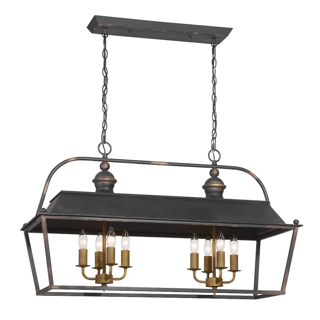 Golden Lighting Christoff 8-light Island Light in Antique Black Iron - Gold