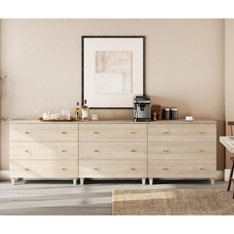 WAMPAT Dresser with 3 Drawers, 35.4" Wide Chest of Drawer for Bedroom