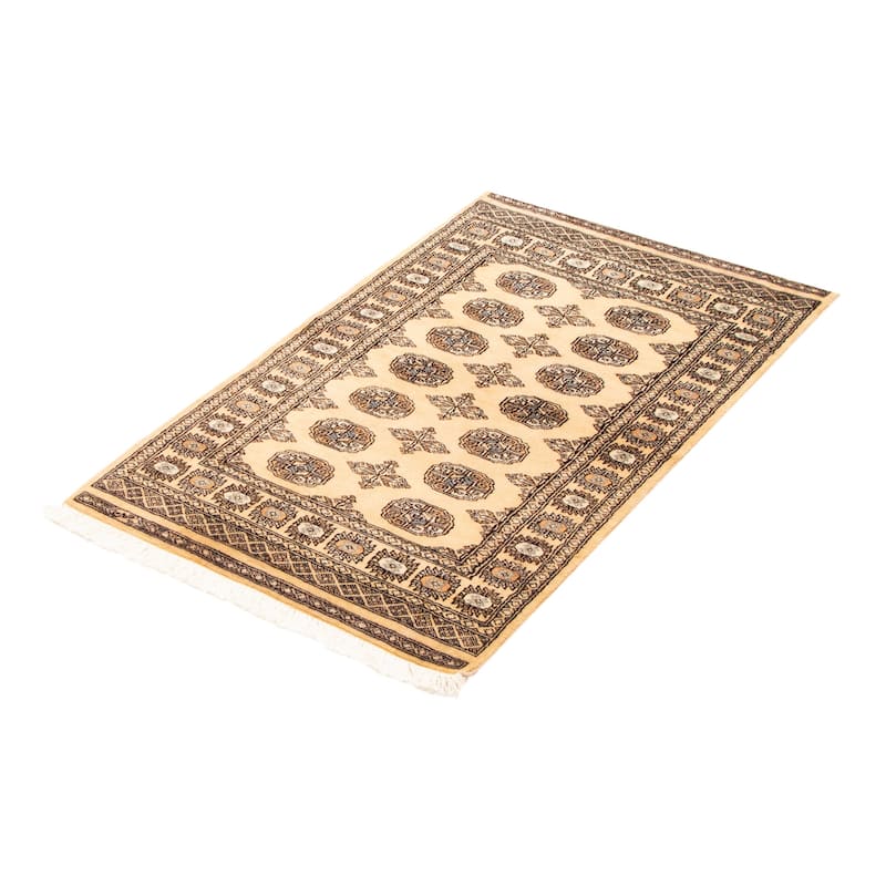 ECARPETGALLERY Hand-knotted Peshawar Bokhara Beige Wool Rug - 3'1 x 5'3
