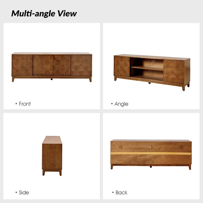 August Modern Media Console TV Stand with 2 Drawers and Sliding Doors for TVs up to 78" by HULALA HOME