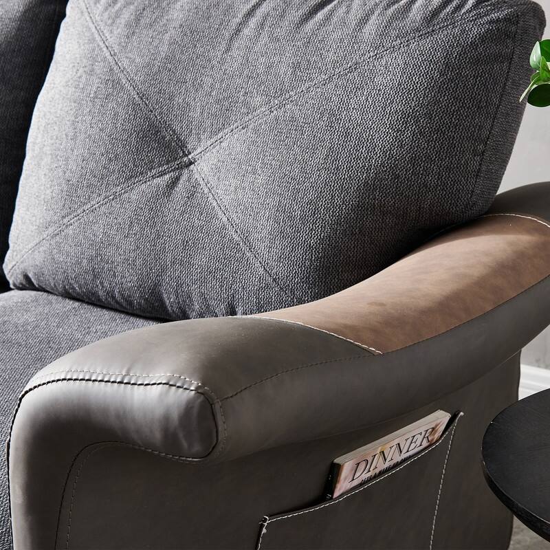 Linen Fabric Faux Leather Sofa with Two Removable Storage Boxes