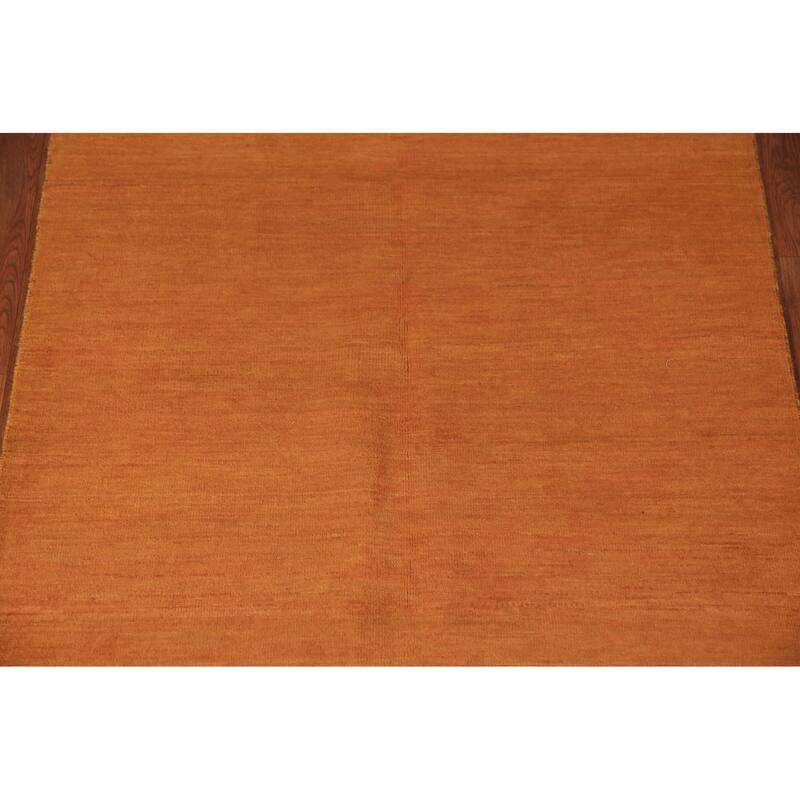 Orange Gabbeh Modern Rug Hand-Knotted Wool Carpet - 3'11" x 5'10"