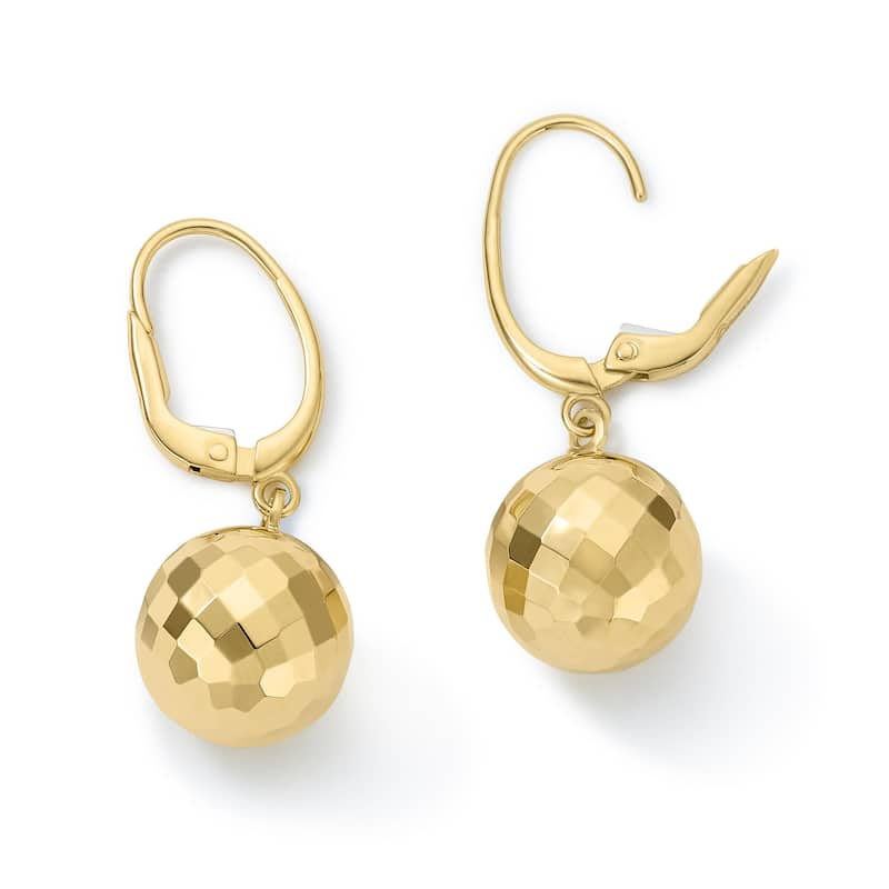 Clover 14K Yellow Gold Diamond-Cut Bead Drop Earrings