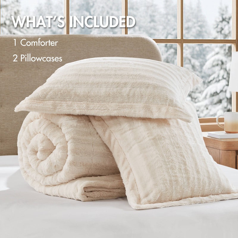 Madison Park York Faux Fur Comforter Mini Set