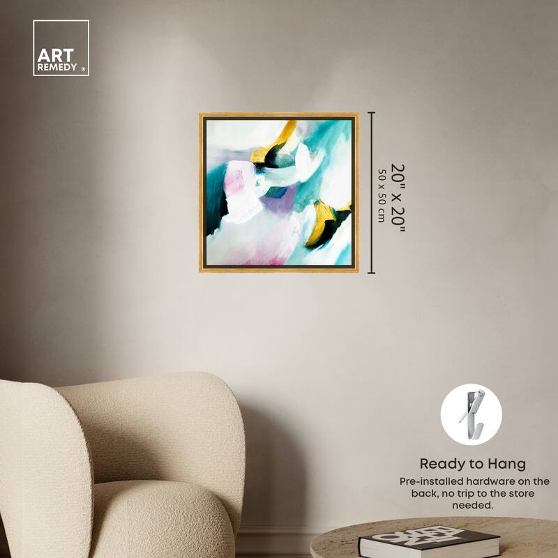 Art Remedy Still Violas Ii Framed Blue Abstract 1 Piece Canvas Wall Art