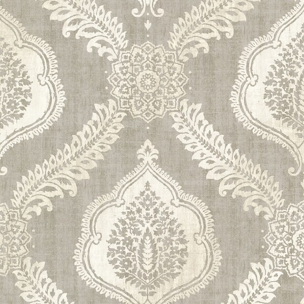 Brewster 2618-21304 Zoraya Taupe Damask Wallpaper - taupe damask - N/A