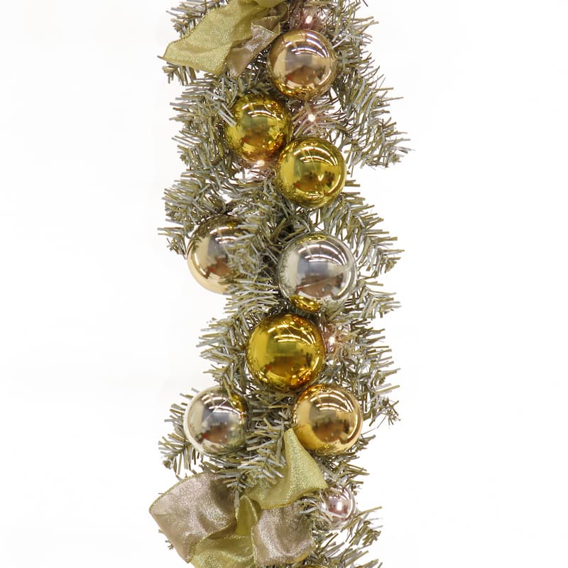 National Tree Company 9 ft. Pre-Lit Gold Ornament Metallic Garland - 9 ft