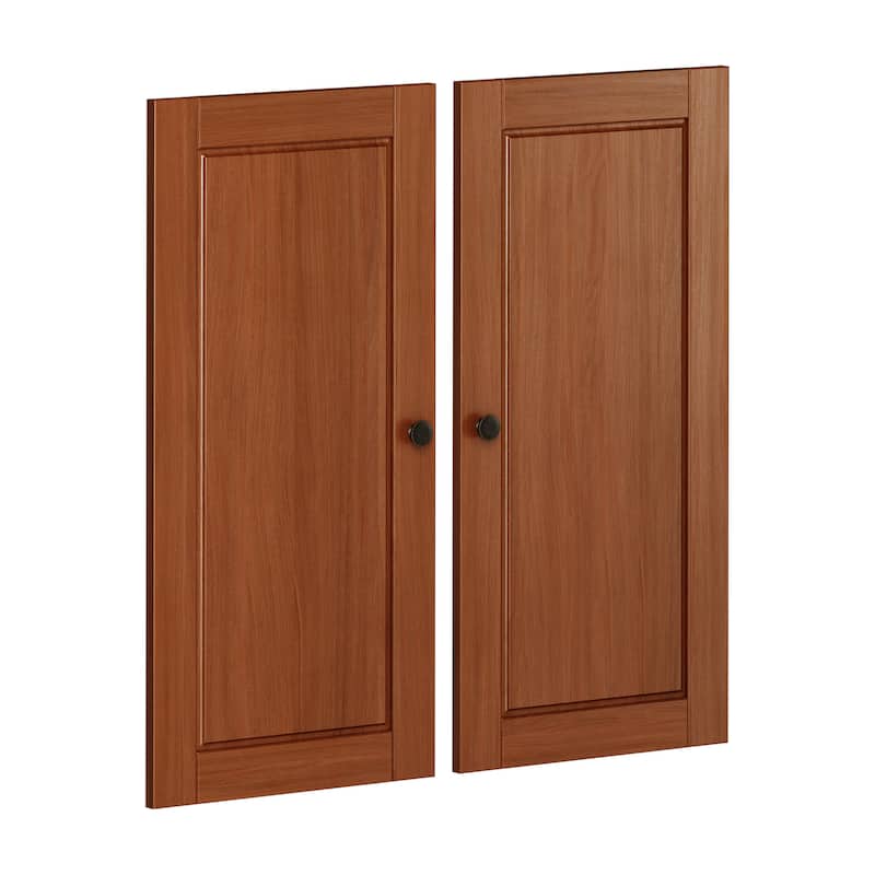 Palace Imports 100% Solid Wood Modular Kitchen Pantry Double Door Kit - Set of 2 - Mocha