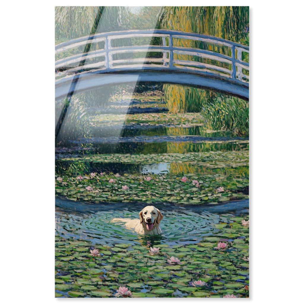 The Pond Under the Bridge Acrylic by Art Remedy, Ready to Hang