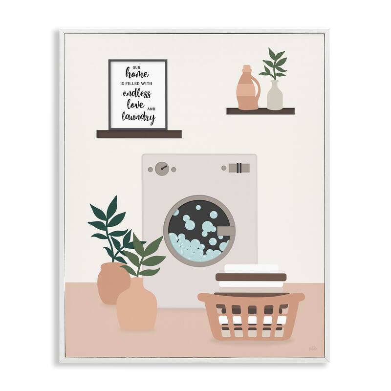 Stupell Modern Family Laundry Phrase Framed Giclee Art Design By Natalie Carpentieri - 16 x 20 - White
