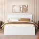 preview thumbnail 2 of 11, Modern Full Bed Frame with Trundle & 2 Drawers, White High Gloss Finish, White+Oak