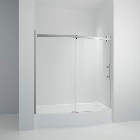 EPOWP Frameless Curved Bathtub Shower Doors 60" Width x 58" Height