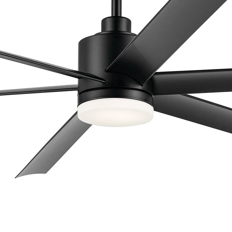 Kichler Lighting Loa 80 Inch Ceiling Fan with Satin Etch Cased Opal Glass in Satin Black with Black Blades