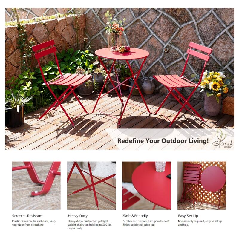 Round 2 Person - 23.6" Long Bistro Set (6 Colors )