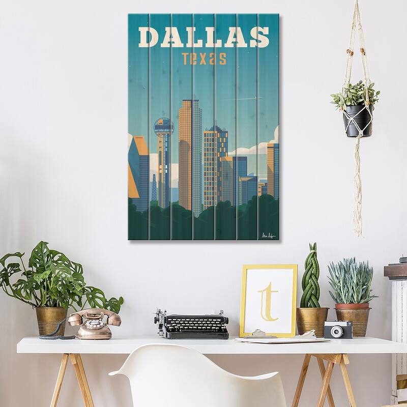 Dallas Print On Wood by IdeaStorm Studios - Multi-Color