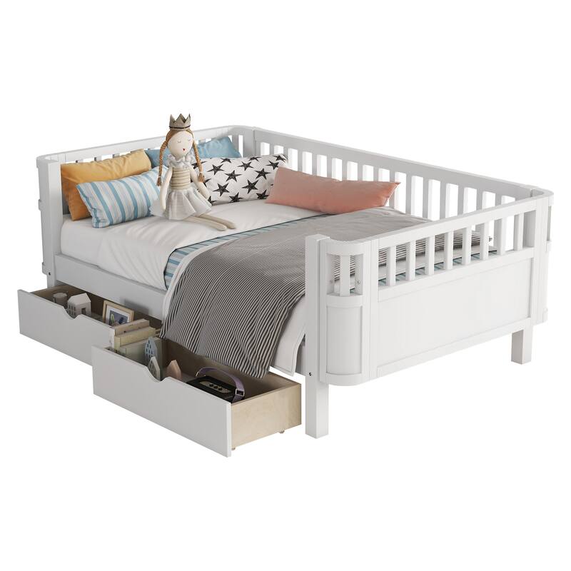 GDF Studio - Willow Twin Wood Platform Bed with Storage Drawers and Rails