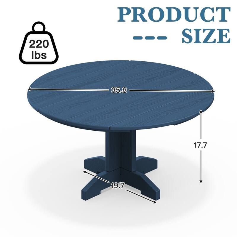 HDPE Patio Outdoor Round Coffee Table, X-shaped Leg