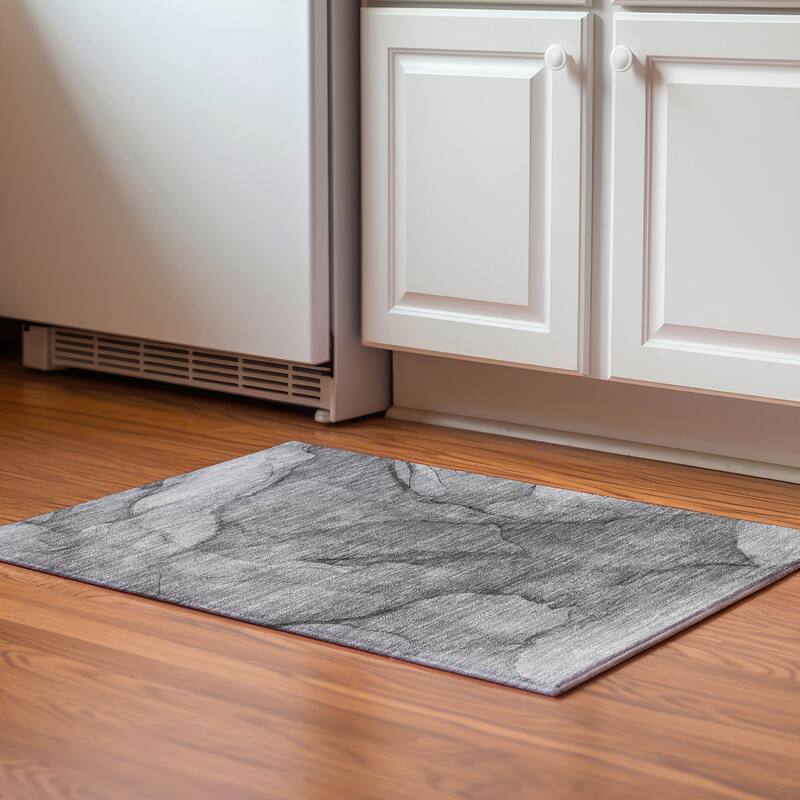 Premium Washable Super Soft Abstract Waves Mayfield Rug - Gray - 1' 8" x 2' 6" - Rectangle
