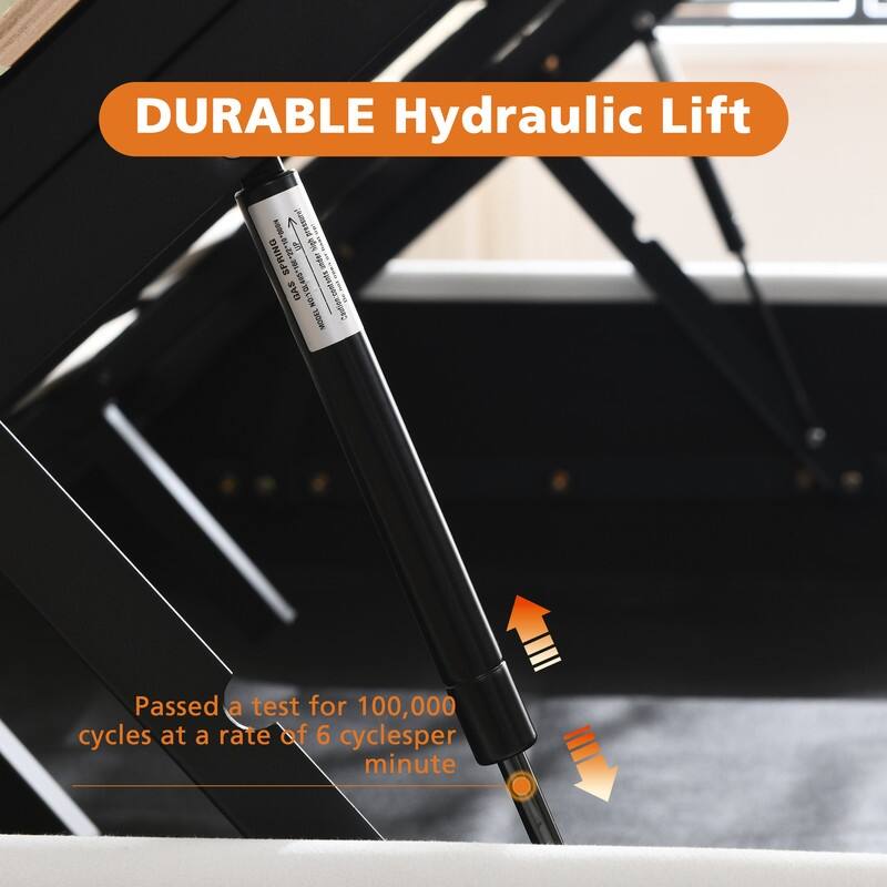 Full Size Lift-Up Storage Bed, White