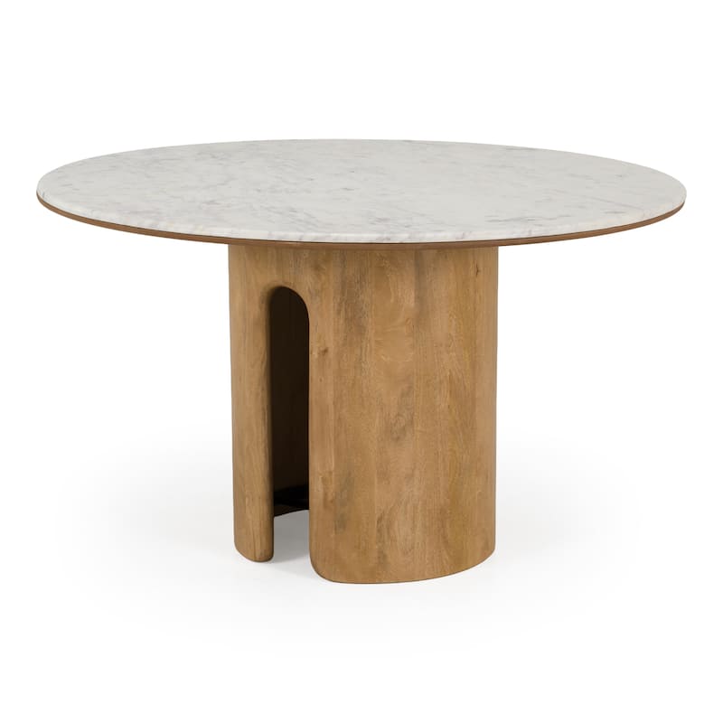 Zorhan Modern White Marble & Mango Round Dining Table