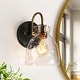preview thumbnail 16 of 14, Elisie Modern Black Brass 1-Light Bathroom Wall Sconce Farmhouse Wall Light with Water Glass